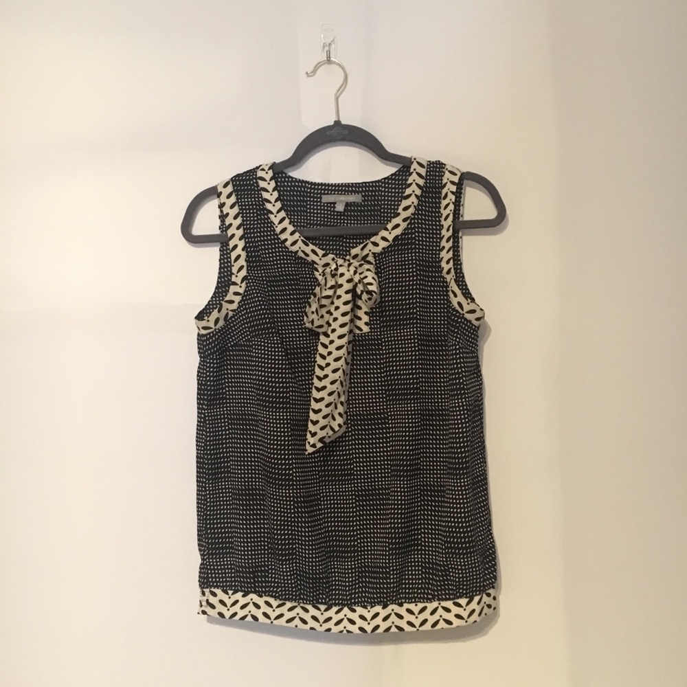 Black and cream Tie Blouse